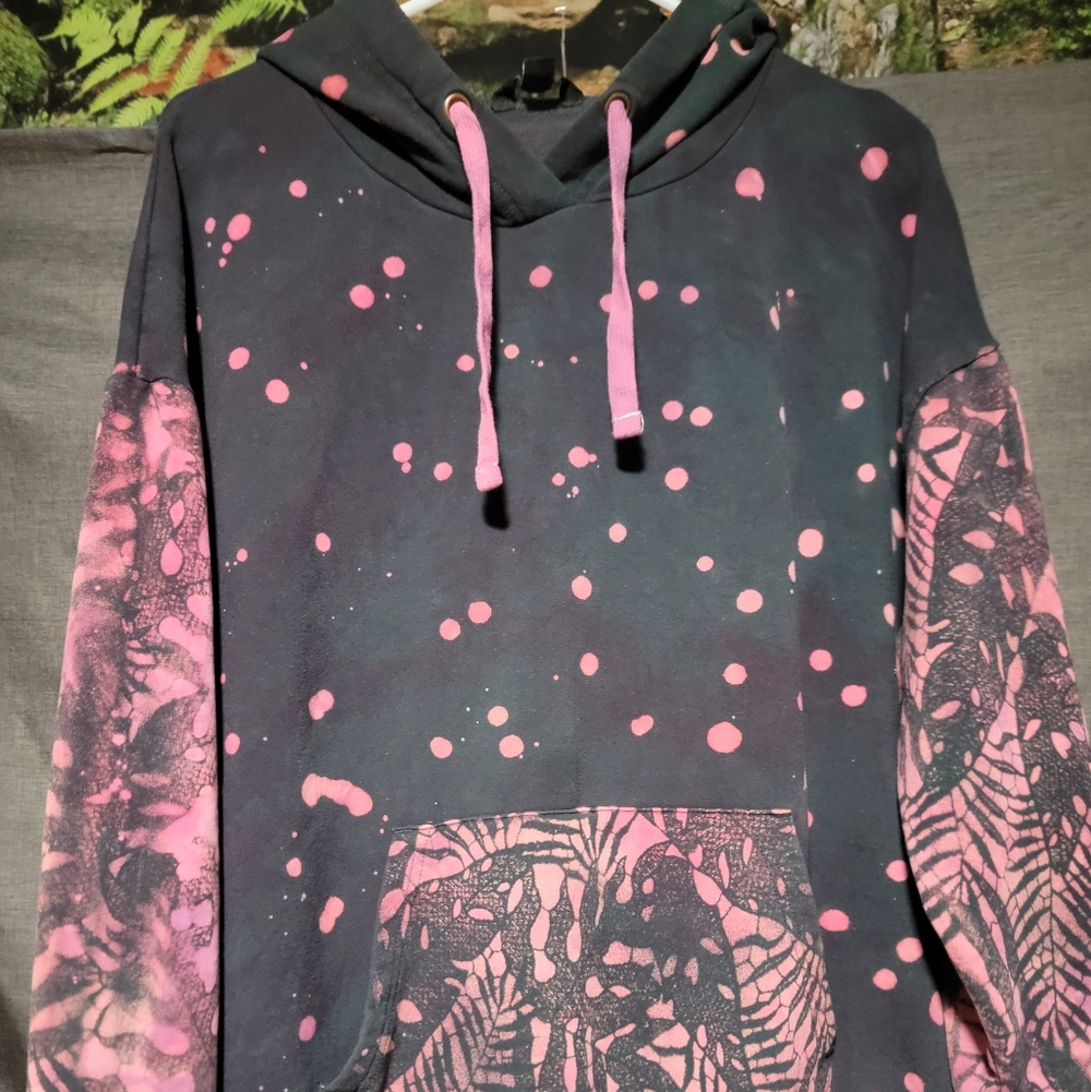 Pink and Green/Black Patterned Hoodie